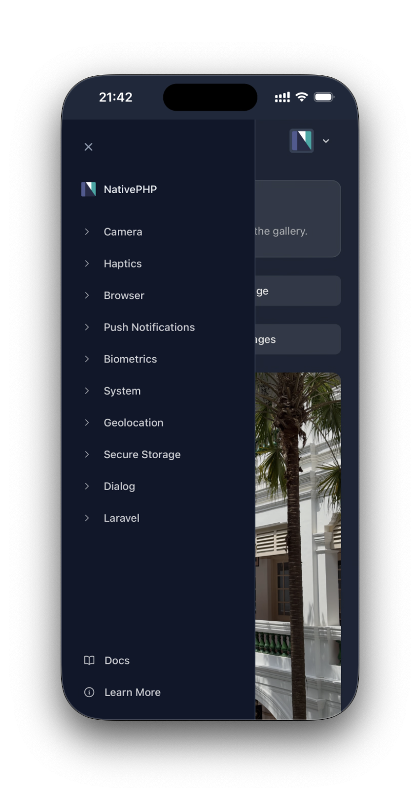 Kitchen Sink app navbar
