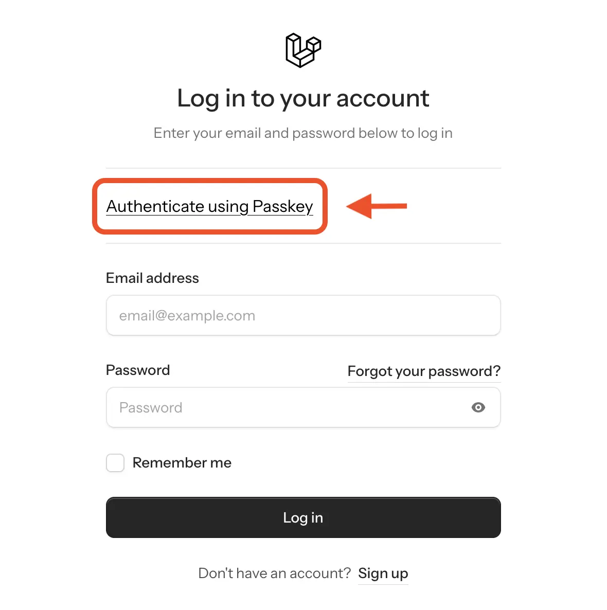 Bouton de connexion déclenchant l’authentification via Passkey